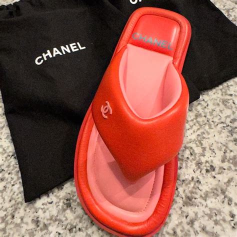 chanel lambskin padded pool thong sandals|Chanel sandals uk.